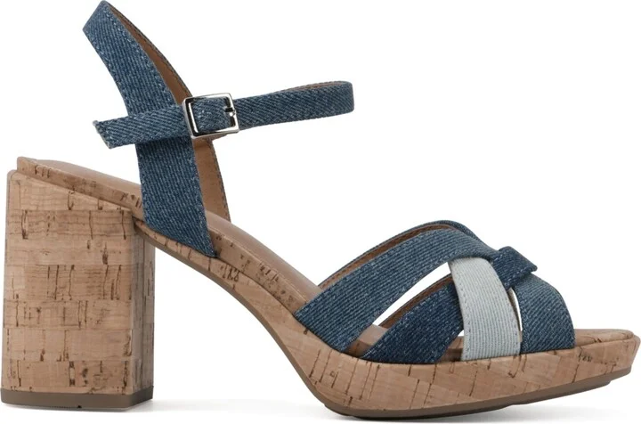 White Mountain Women's Dubonnet Cork Block Heel Sandals - Image 2