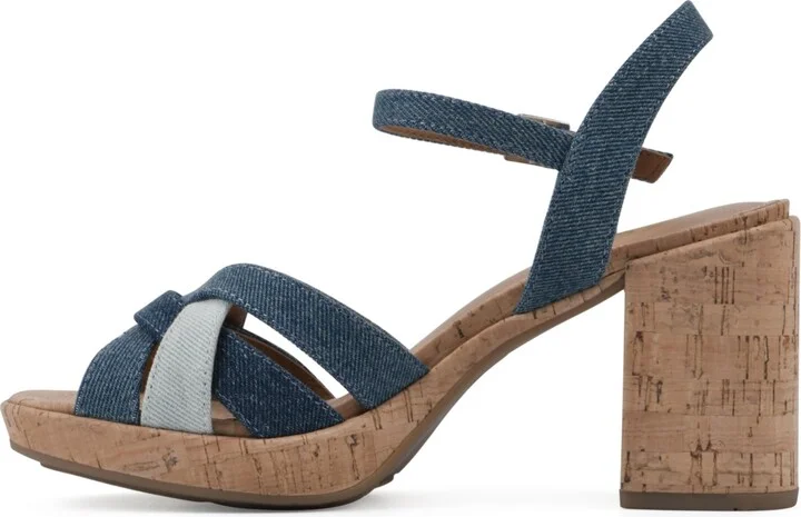 White Mountain Women's Dubonnet Cork Block Heel Sandals - Image 6
