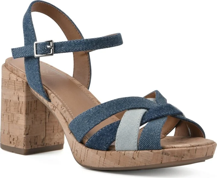 White Mountain Women's Dubonnet Cork Block Heel Sandals