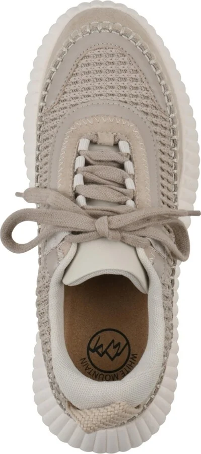 White Mountain Women's Dynastic Lace Up Platform Sneakers - Taupe, Fabric - Image 4
