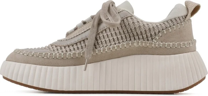 White Mountain Women's Dynastic Lace Up Platform Sneakers - Taupe, Fabric - Image 6