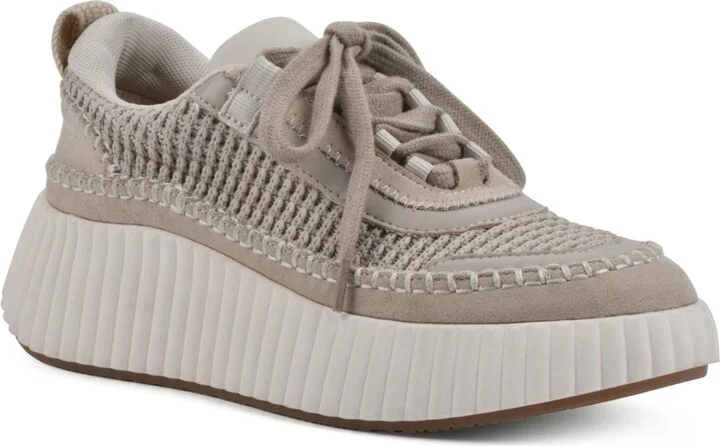 White Mountain Women's Dynastic Lace Up Platform Sneakers - Taupe, Fabric