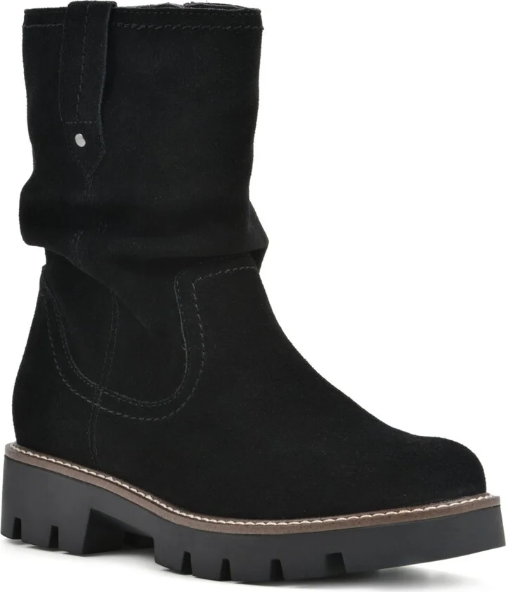 White Mountain Women's Glean Lug Sole Mid Shaft Boots - Black/sued