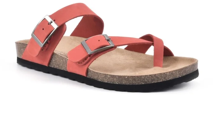 White Mountain Women's Gracie Footbed Sandals - Red, Leather