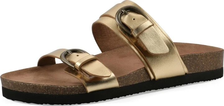 WHITE MOUNTAIN Women's Hardball Double-Buckle Signature Comfort-Molded Footbed Sandal