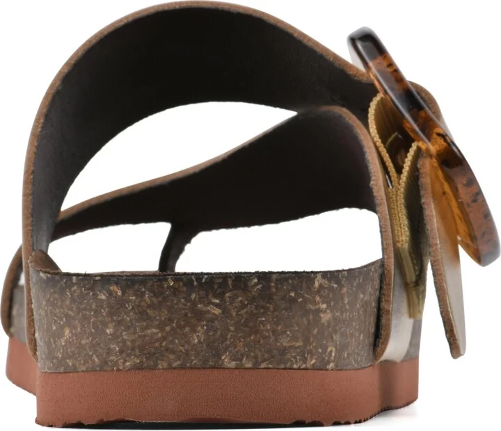White Mountain Women's Harley Footbed Sandals - Antique-like, Gold, Leather - Image 3