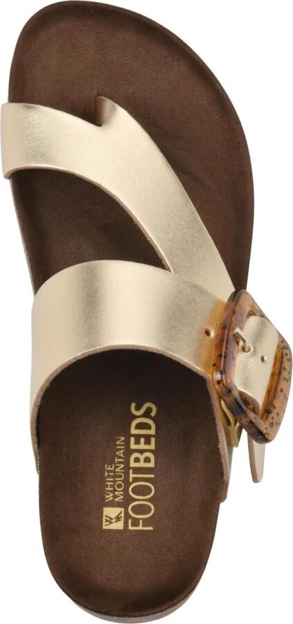 White Mountain Women's Harley Footbed Sandals - Antique-like, Gold, Leather - Image 4