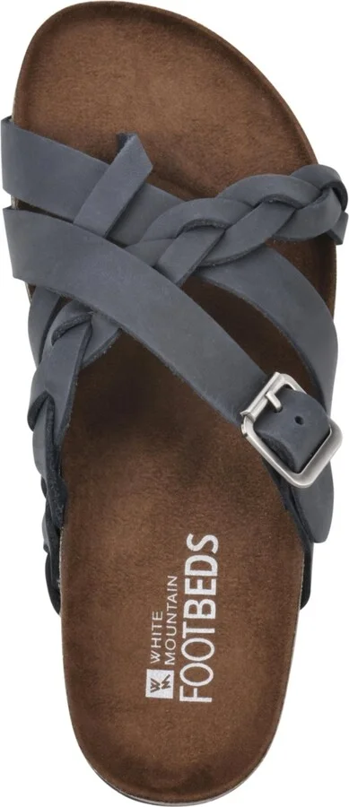 White Mountain Women's Harrington Footbed Sandals - Navy, Leather - Image 5