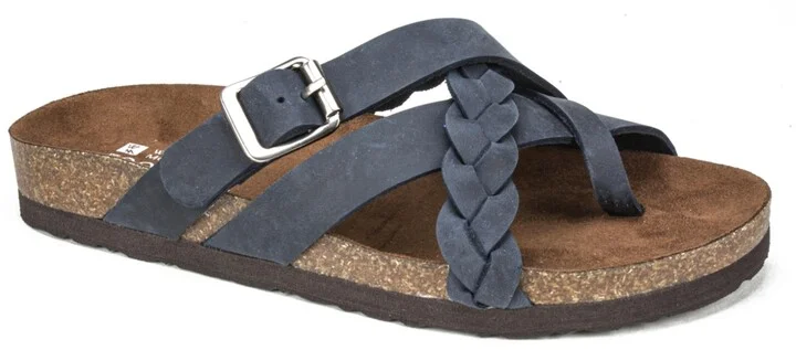 White Mountain Women's Harrington Footbed Sandals - Navy, Leather