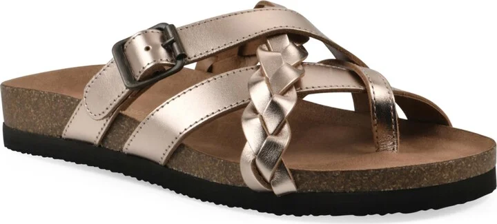 White Mountain Women's Harrington Round Toe Flat Sandals