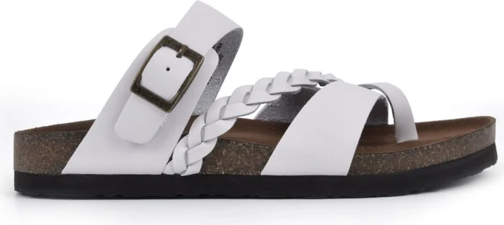 White Mountain Women's Hazy Footbed Sandals - White, Leather - Image 2