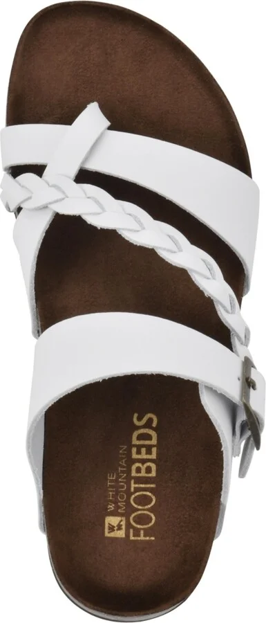 White Mountain Women's Hazy Footbed Sandals - White, Leather - Image 4