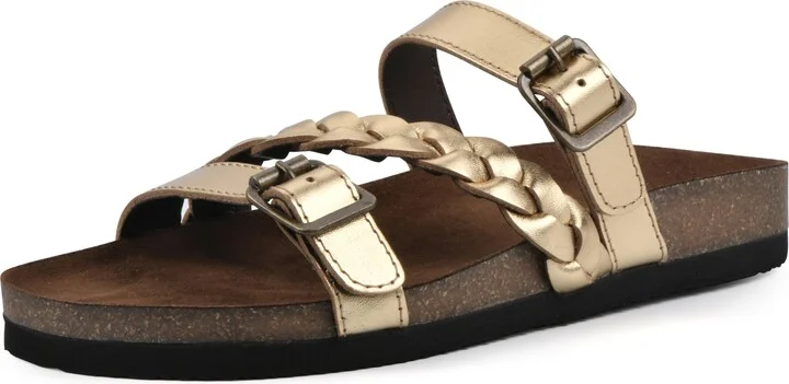 WHITE MOUNTAIN Women's Huntington Signature Comfort Molded Footbed Double Buckle Braided Sandal