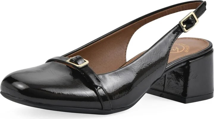 WHITE MOUNTAIN Women's Later Cap Toe Slingback Block Heel