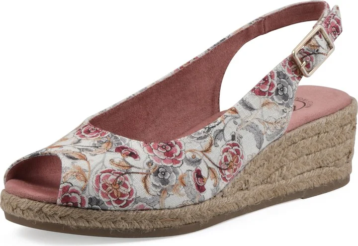 WHITE MOUNTAIN Women's Maize Sling-Back Mini-Heel Espadrille Sandal