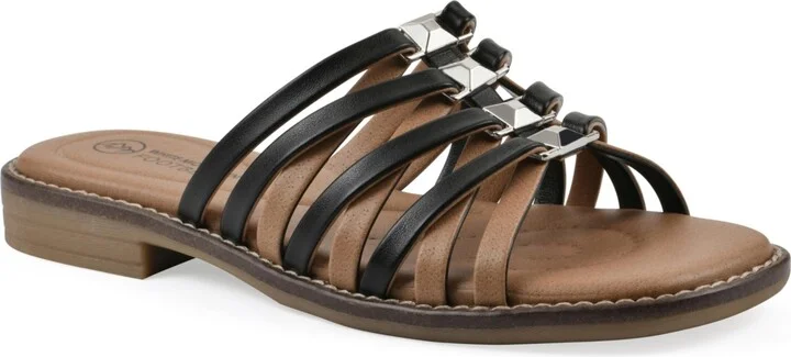 White Mountain Women's Mazy Slip-On Flat Sandals