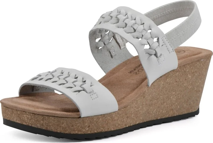 WHITE MOUNTAIN Women's Pretreat Woven Cork Wedge Sandal