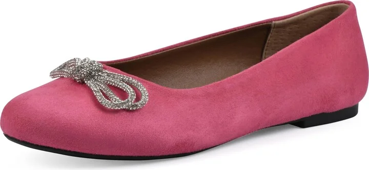 WHITE MOUNTAIN Women's Sashimi Rhinestone Double Bow Ballet Flat