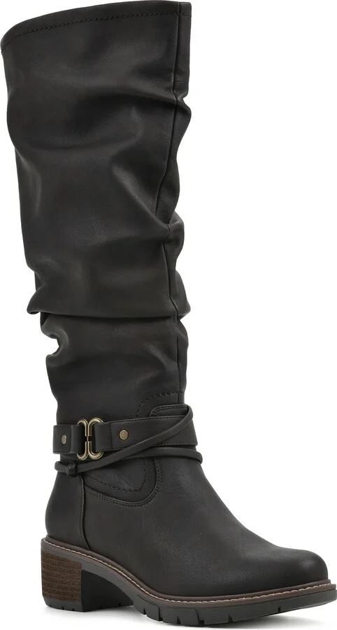 WHITE MOUNTAIN Women's Shoes Crammers Stack-Heeled Tall Boot