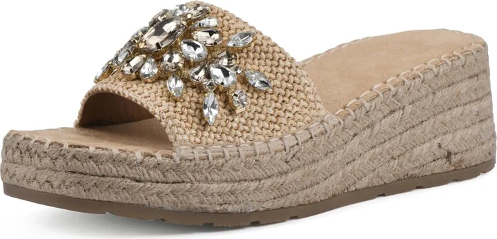 WHITE MOUNTAIN Women's Stitch Low Platform Espadrille Sandal