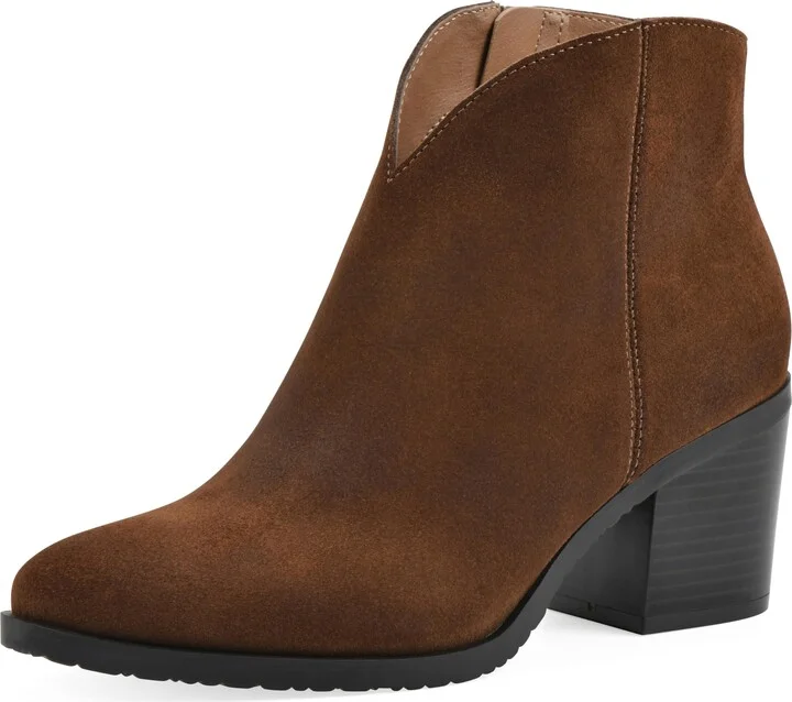 WHITE MOUNTAIN Women's Tattle Block Heeled Western Ankle Bootie