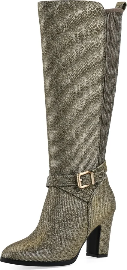 WHITE MOUNTAIN Women's Teals Block Heeled Dress Tailored Tall Shaft Boot