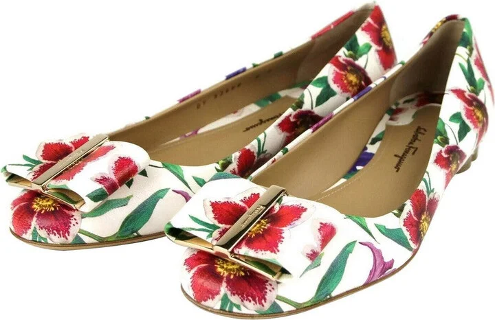 White/Multi-color Leather Flats - Image 2