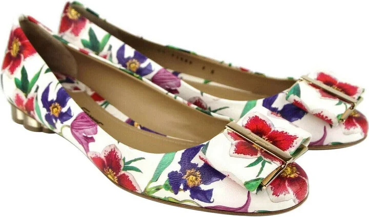 White/Multi-color Leather Flats - Image 4