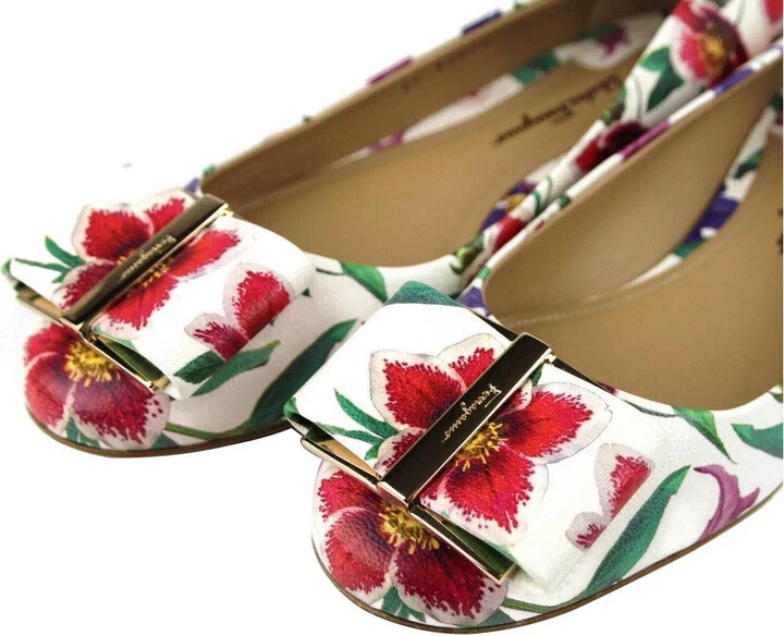 White/Multi-color Leather Flats - Image 5