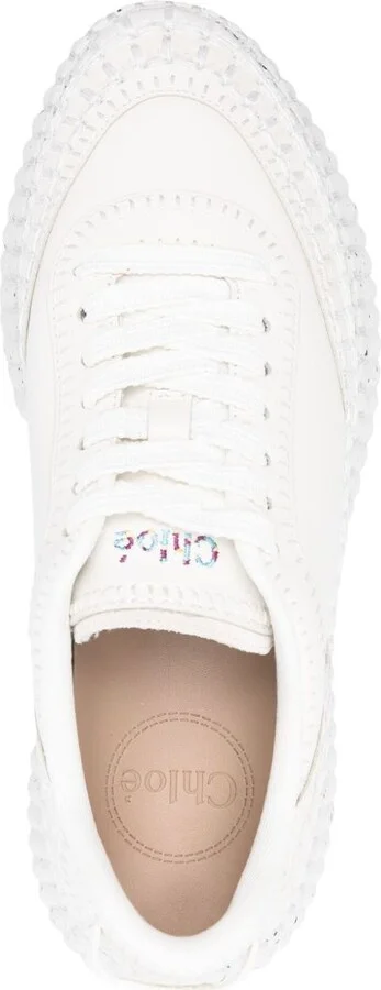 White Nama Whipstitch Sneakers - Image 4