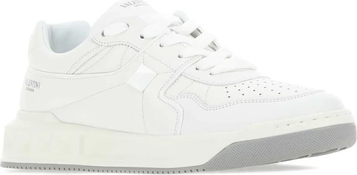 White Nappa Leather One Stud Sneakers - Image 2