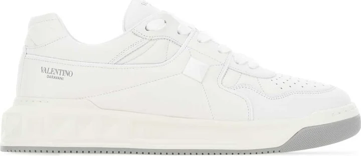 White Nappa Leather One Stud Sneakers