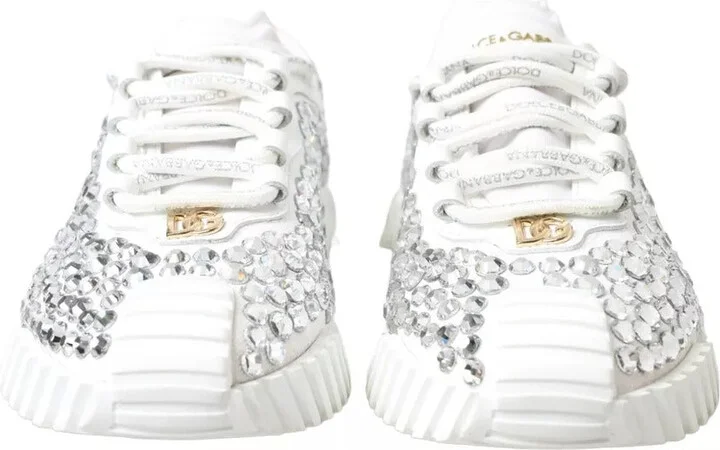 White NS1 Canvas Leather Embellished Sneakers Women's Shoes (Pre-Owned) - Image 2