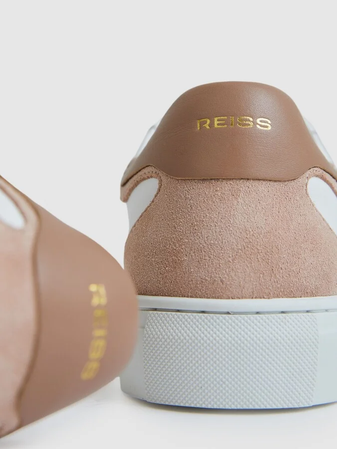 White/nude Leather Contrast Detail Trainers - Image 4