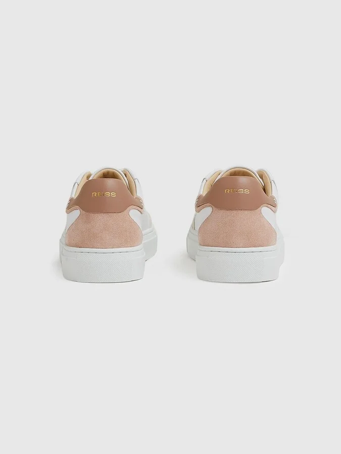 White/nude Leather Contrast Detail Trainers - Image 5