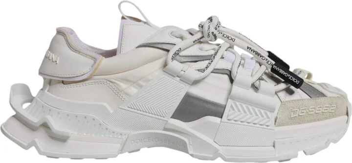 White Nylon Low Top Space Sneakers Men's Shoes (Pre-Owned)