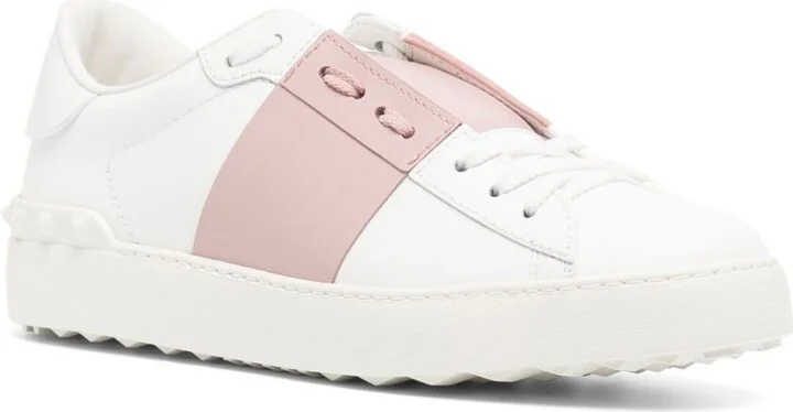 White Open VLTN Low-Top Leather Sneakers - Image 2