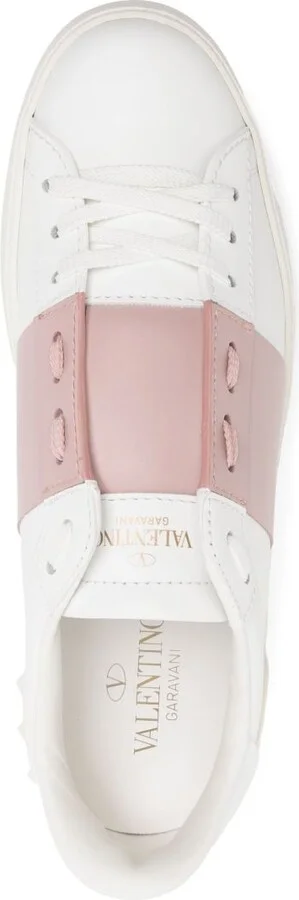 White Open VLTN Low-Top Leather Sneakers - Image 4