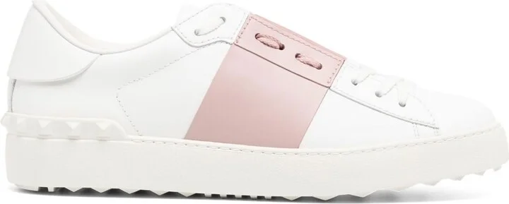 White Open VLTN Low-Top Leather Sneakers