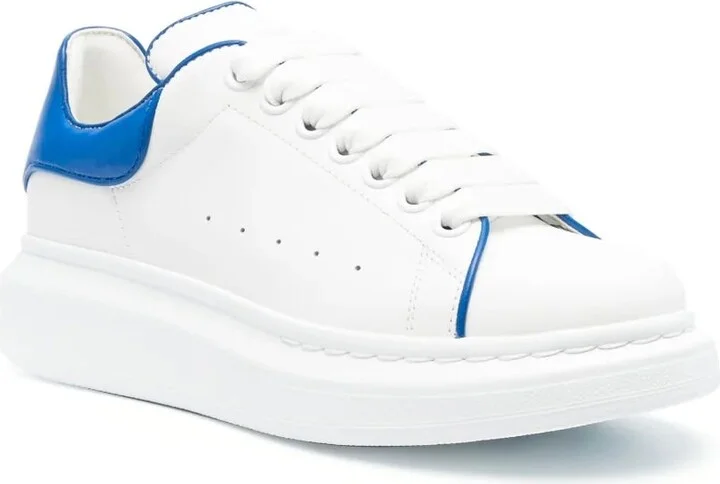 White Oversize Sneakers With Blue Stitching - Image 2