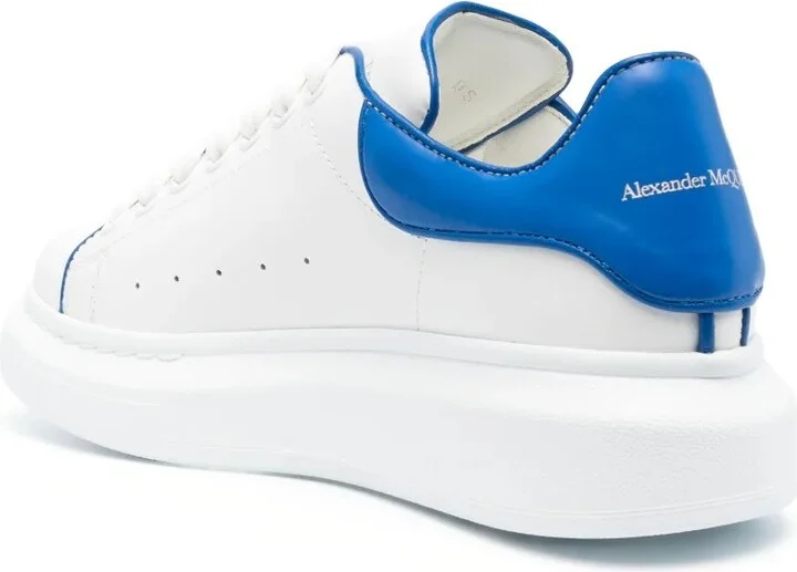 White Oversize Sneakers With Blue Stitching - Image 3