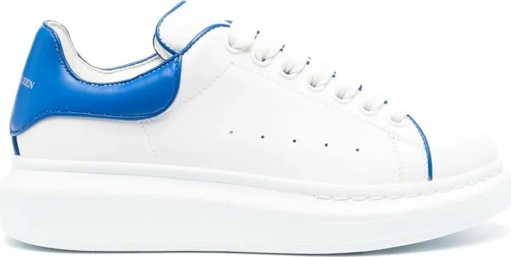 White Oversize Sneakers With Blue Stitching