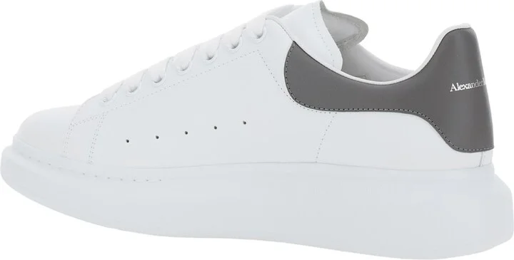 White Oversize Sneakers With Flat Laces And Contrasting Heel With Logo Lettering In Leather Man - Image 3