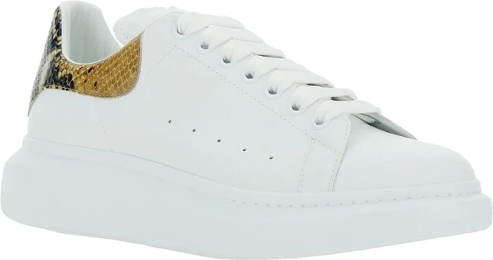 White Oversize Sneakers With Snake Print On The Heel In Leather Man - Image 2