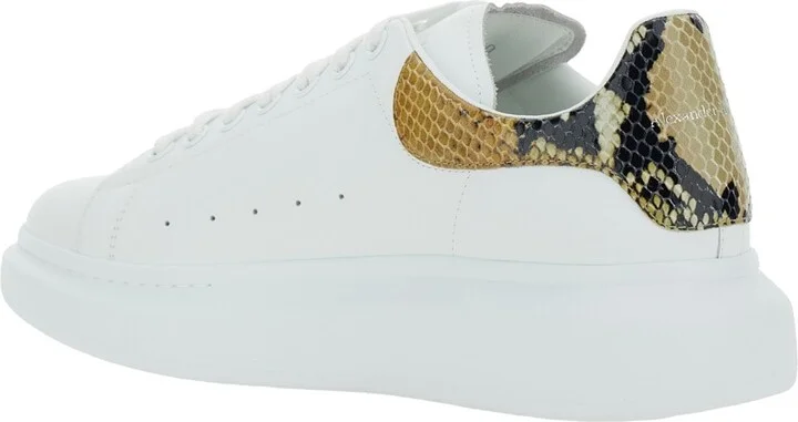 White Oversize Sneakers With Snake Print On The Heel In Leather Man - Image 3