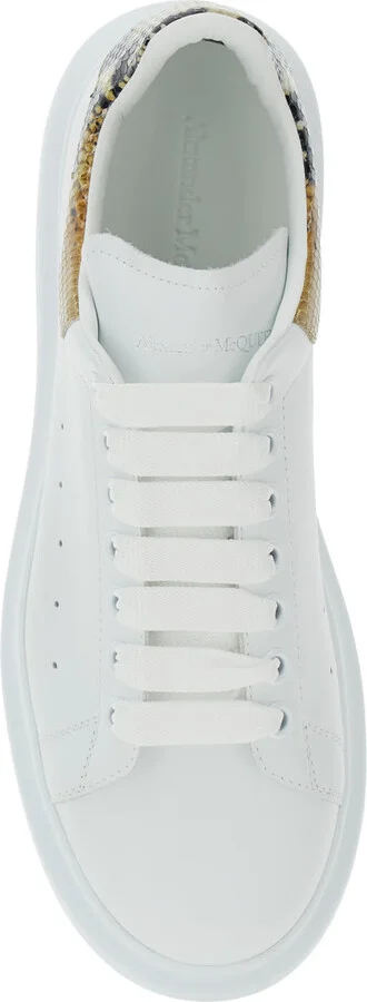 White Oversize Sneakers With Snake Print On The Heel In Leather Man - Image 4