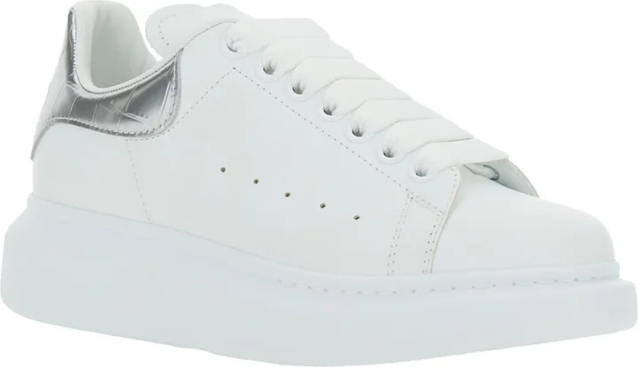 White Oversize Sneakers With Snake Print On The Heel In Leather Woman - Image 2