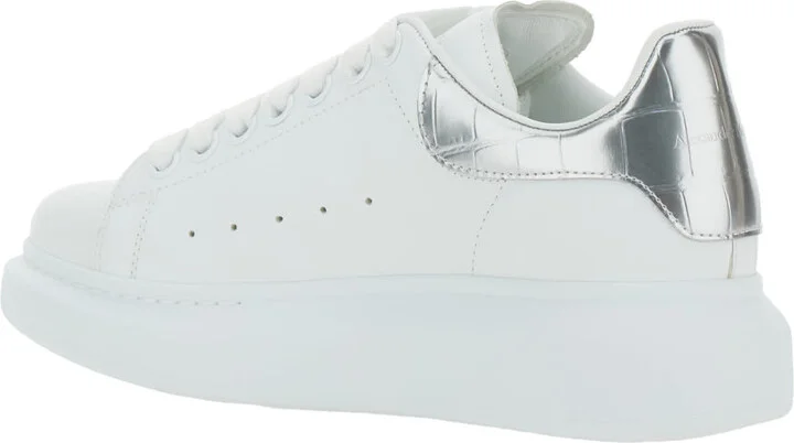 White Oversize Sneakers With Snake Print On The Heel In Leather Woman - Image 3
