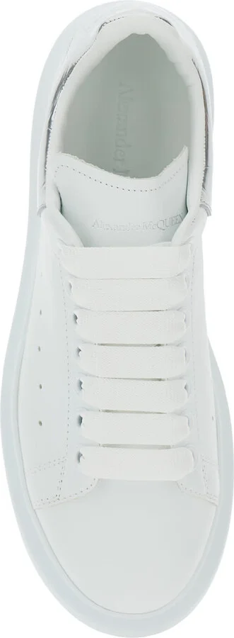 White Oversize Sneakers With Snake Print On The Heel In Leather Woman - Image 4
