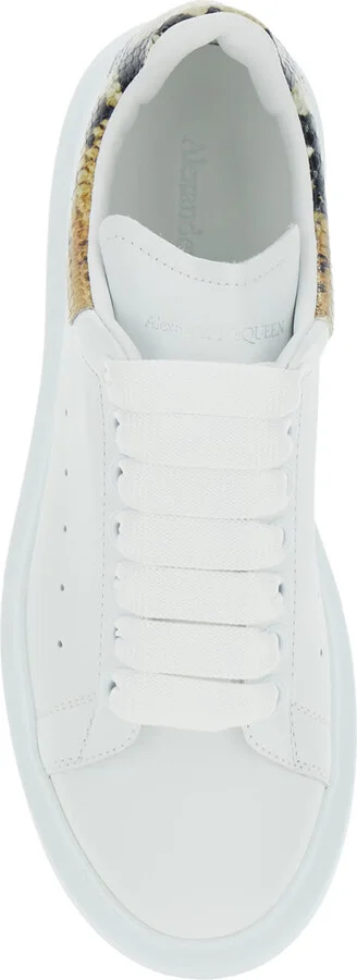 White Oversize Sneakers With Snake Print On The Heel In Leather Woman - Image 4